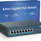 YuanLey 8 Port Gigabit PoE Switch, 8 PoE+ Ports 1000Mbps, 120W 802.3af/at, Metal Fanless Unmanaged Plug and Play