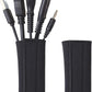Hook and Loop Cable Sleeve by Wrap-It Storage - 48" x 4.5" (2-Pack) Black - Cut to Size Cord Organizer and Cable Protector for Desk, TV Cord Management to Hide and Cover Wire and Extension Cords