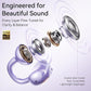 Kinglucky Jewelry-Inspired Clip-On Earbuds with Diamond Earrings, Comfortable Fit & 40H Playtime Open Ear Bluetooth 5.4 Wireless Headphones for Women, Small Ears, Sports & Workouts (Purple)