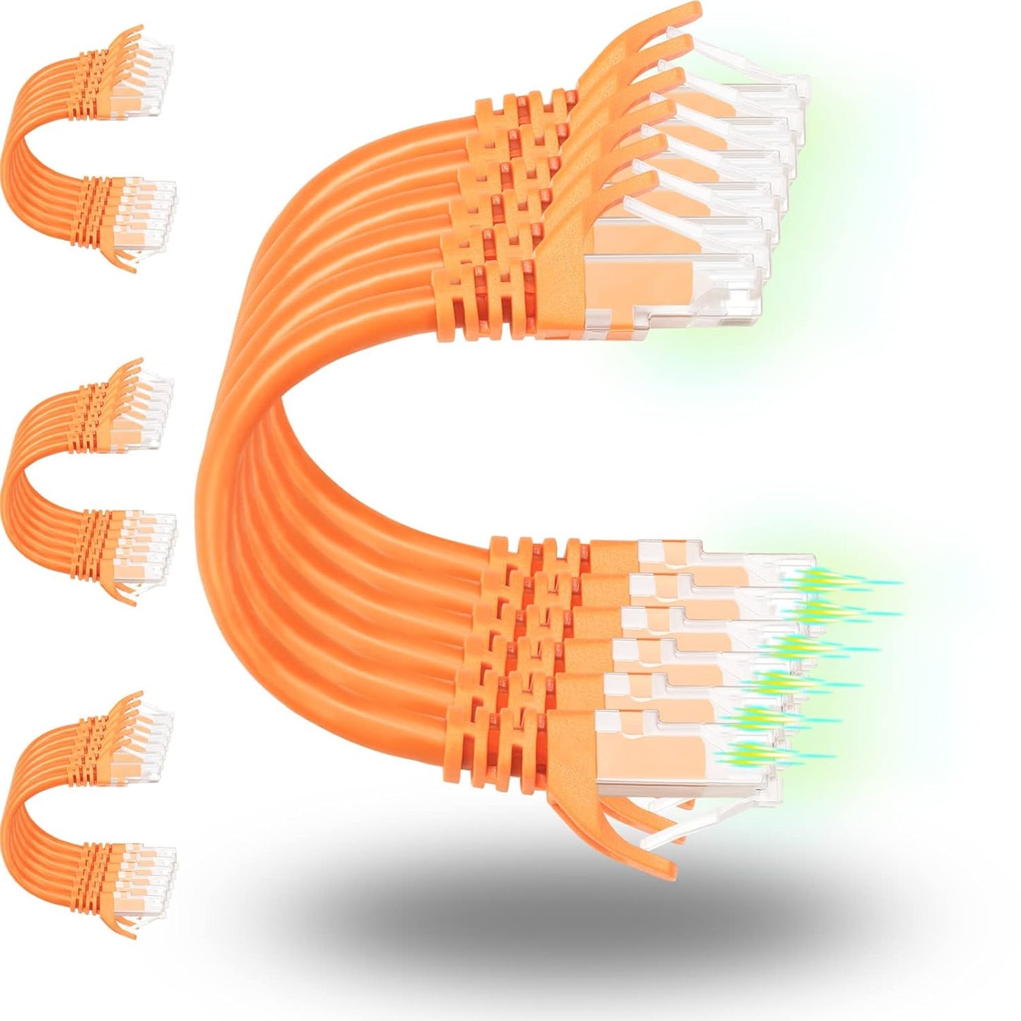 Rapink Patch Cables Cat6 2ft (24 Pack), Ethernet Patch Cable 10G Support, Cat 6 Patch Cable for Patch Panel to Switch, Flexiable Cat 6 Ethernet Cable with Gold Plated Orange