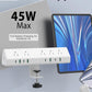 45W Fast Charging Station,Desk Clamp Power Strip,4 PD USB-C Ports,5 AC Outlets,Surge Protector Power Strip, 14AWG Heavy Duty Cord, Fits 1.9" Tabletop Edge (White, 10 FT Cable)