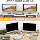 TAVR Furniture Dual Monitor Stand Riser, Computer Monitor Stands for 2 Monitors, Extra Long Multifunctional Desktop Organizer Riser for Computer, Laptop, PC, Printer, TV, Max 43.3" Length, White