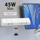 Jgstkcity Desk Clamp Power Strip,45W Fast Charging Station,4 USB-C,4 USB-A,Desk Mount Surge Protector,1875W Extension Cord with Multiple Outlets,ETL Listed,for Home Office Dorm Room,White,6 FT