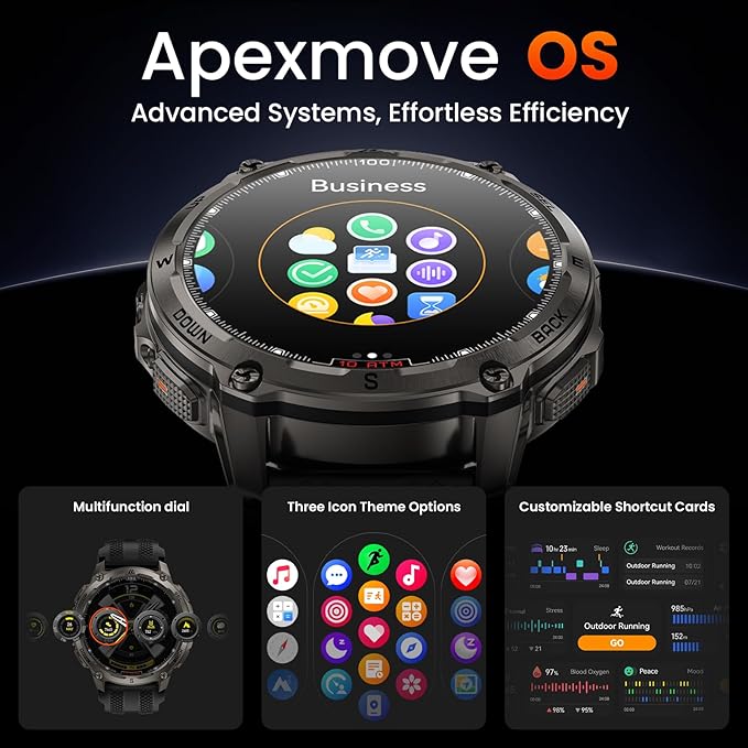 KOSPET Tank T4 Smart Watch for Men, Full Stainless Steel, 6 Satellite GPS & Offline Maps, 100M Waterproof 45m Freediving, 50-Day Battery, Bluetooth Calls, 24/7 Heart Rate/Sleep Monitor
