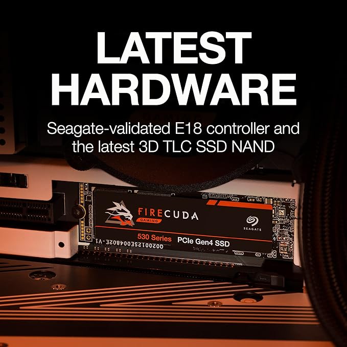 Seagate FireCuda 530 1TB M.2 PCIe Gen4 NVMe SSD - 7300 MB/s, PS5 Compatible, 1275 TBW, 3yr Rescue