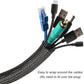 CrocSee 25ft - 1.25 inch Braided Cable Management Sleeve Cord Protector - Self-Wrapping Split Wire Loom for TV/Computer/Home Theater/Engine Bay - Black