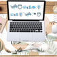Keyboard Wrist Rest Large Mouse Pad Wrist Support for Computer, 4 in 1 Memory Foam Keyboard Pad Desk Mat Ergonomic Hand Rest Wrist Cushion for Home Office Gaming - Minimalist Plant