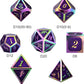 Purple Metal Dice Set D&D, DNDND 7 Die Enamel Polyhedral DND Dice Set with Metal Tin for Dungeons and Dragons and Role Playing Game