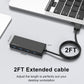 USB Hub, Multiport USB Splitter Adapter, 2 ft Long Cable USB 3.0 Hub, USB Extender for Laptop, PC, iMac, Surface Pro, MacBook, Mac Pro, Flash Drive, XPS, Mouse, HDD