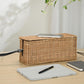 PEMAR Natural Rattan Wicker Cable Management Box, Cable Organizer, 2 Open Slots, Under Desk Cord Organizer, Cover & Hide Power Strips for TV Desk, Computer, Router, USB Hub (Natural Brown Color)