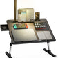 Laptop Bed Tray Desk with LED Desk Light, SAIJI Adjustable Laptop Stand for Bed, XX-Large PVC Leather Foldable Table with Book Stand,Wrist Rest, Extra Leg Room(Black)