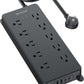 TROND Power Strip Surge Protector, Flat Plug 15ft Long Extension Cord, 10 Widely Spaced AC Outlets, 2 USB A & 2 USB C Ports, 4000J, ETL Listed, Wall Mountable, for Home Office Entertainment, Black