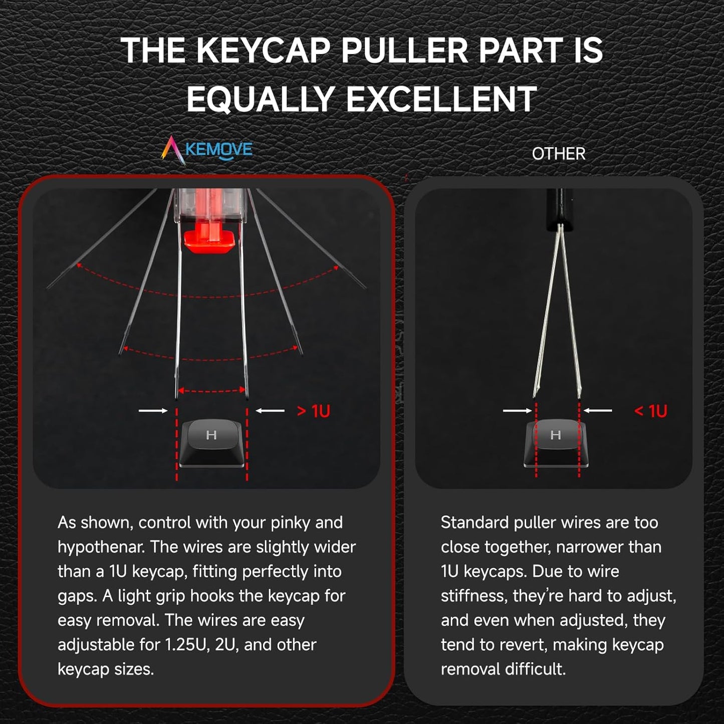 KEMOVE P10 2-in-1 Switch Puller Keycap Puller for Mechanical Keyboard, 304 Stainless Steel Key Switch Keycap Puller, Easily Remove and Replace Gaming Keyboard Switches and keycaps - Black Translucent