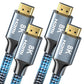 8K HDMI Cable 12 ft 2Pack, 48Gbps High Speed HDMI 2.1 Cable, Braided HDMI Cable 2.1 8K 60Hz 4K 120Hz Support for HDR eARC HDCP 2.2/2.3, HDMI Cord Compatible with HDTV, Laptop, Monitor, PC