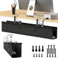 Under Desk Cable Management Tray, 40-inch No-Drill Cord Organizer with Anti-Sag Reinforced Base, Fabric Wire Management Hider for Standing Desk, Office & Gaming Accessories - Black