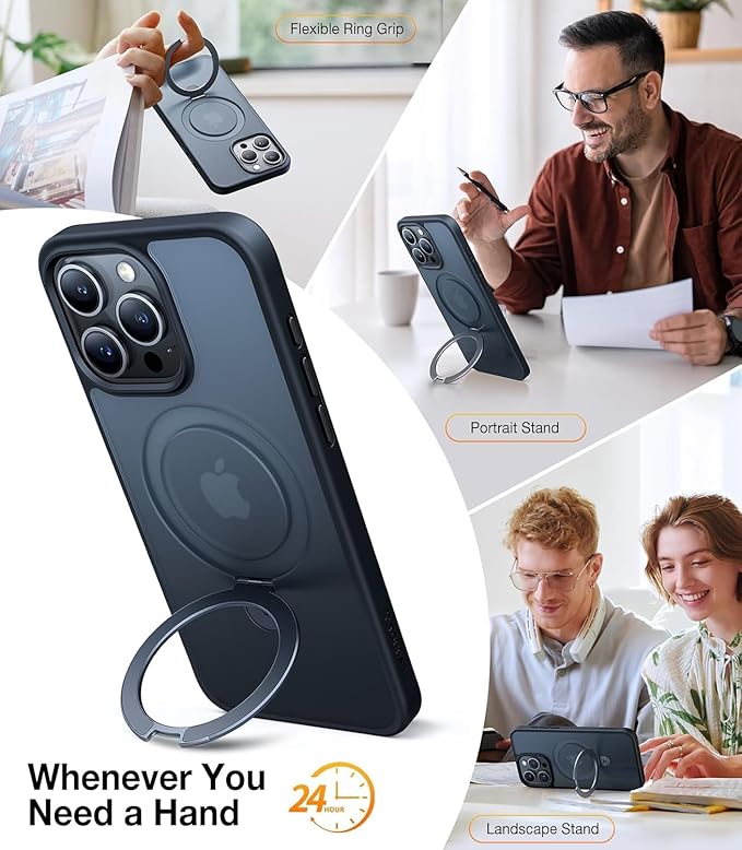 TORRAS Magnetic UPRO Ostand Designed for iPhone 12 Case iPhone 12 Pro Case, Compatible with Magsafe, iPhone 12 Phone Case with Stand, MIL Grade Shockproof Back Slim Protective 12 Pro Phone Case, Black