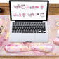 Large Mouse Pad and Keyboard Wrist Rest, Desk Pad for Keyboard and Mouse, 4-in-1 Large Gaming Mouse Pad with Wrist Support, Non-Slip Desk Mat for Home Office Study Game-Pink Gold Marble