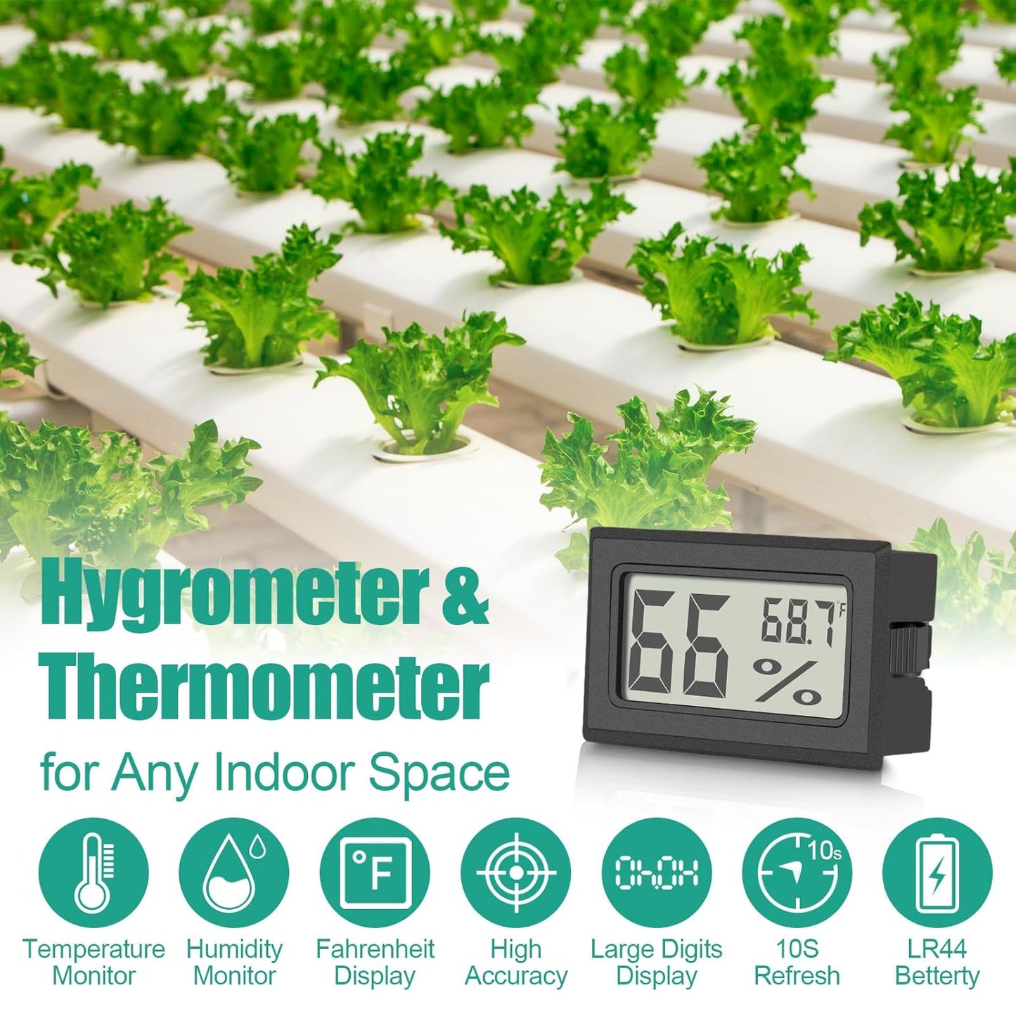 Vaikby 6-Pack Mini Digital Thermometer Hygrometer, Indoor Humidity Monitor, Temperature Humidity Gauge Meter with Fahrenheit (℉) for Humidors, Greenhouse, Garden, Cellar, Closet, Fridge