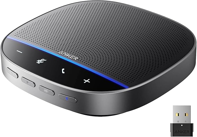 Anker PowerConf S500 Speakerphone with Zoom Rooms and Google Meet Certifications, USB-C Conference Speaker, Bluetooth Speakerphone for Conference Room, Conference Microphone with Premium Voice Pickup