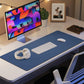 Leather Desk Pad Protector, Large Mouse Mat, Non-Slip Waterproof PU Leather Blotter, Office and Home Cover (Grey Blue, 36" x 17")