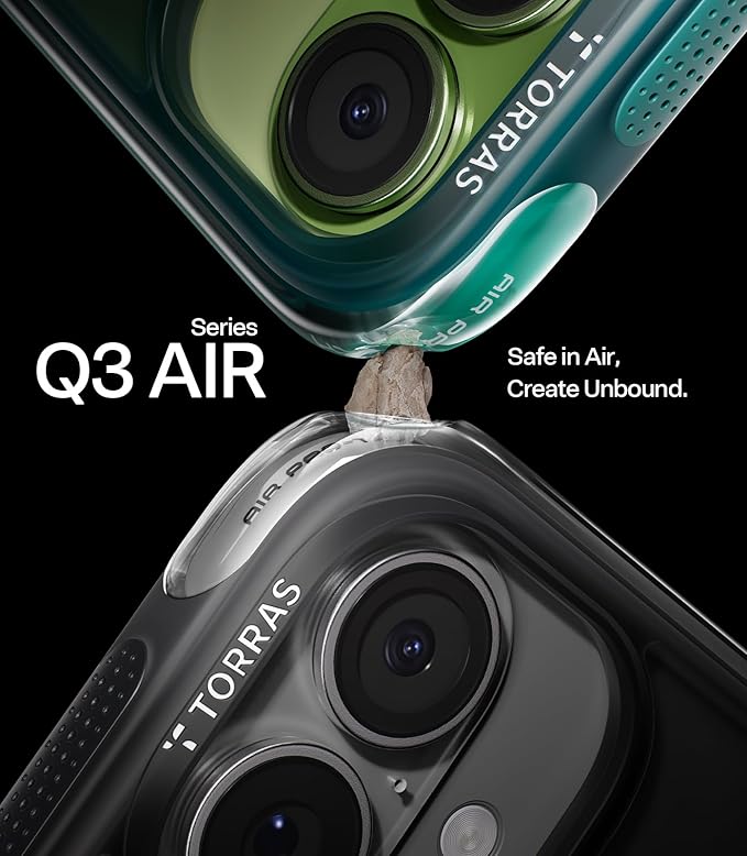 TORRAS Ostand Q3 Air for iPhone 17 Case with 360 Magnetic Stand, Fit for MagSafe, Mil-Grade Drop Tested, Camera Control Button, Shockproof Phone Case for iPhone 17 6.3'', Glacier Sprint