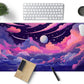 Pastel Pink Purple Clouds Moon Mouse pad Desk Mat, Cute Space Deskmat XXL Large Extended Mousepad Gaming Desk Pad, Big Laptop Computer Keyboard and Mouse Pad Mat for Women Office Decor 31.5x15.7 in