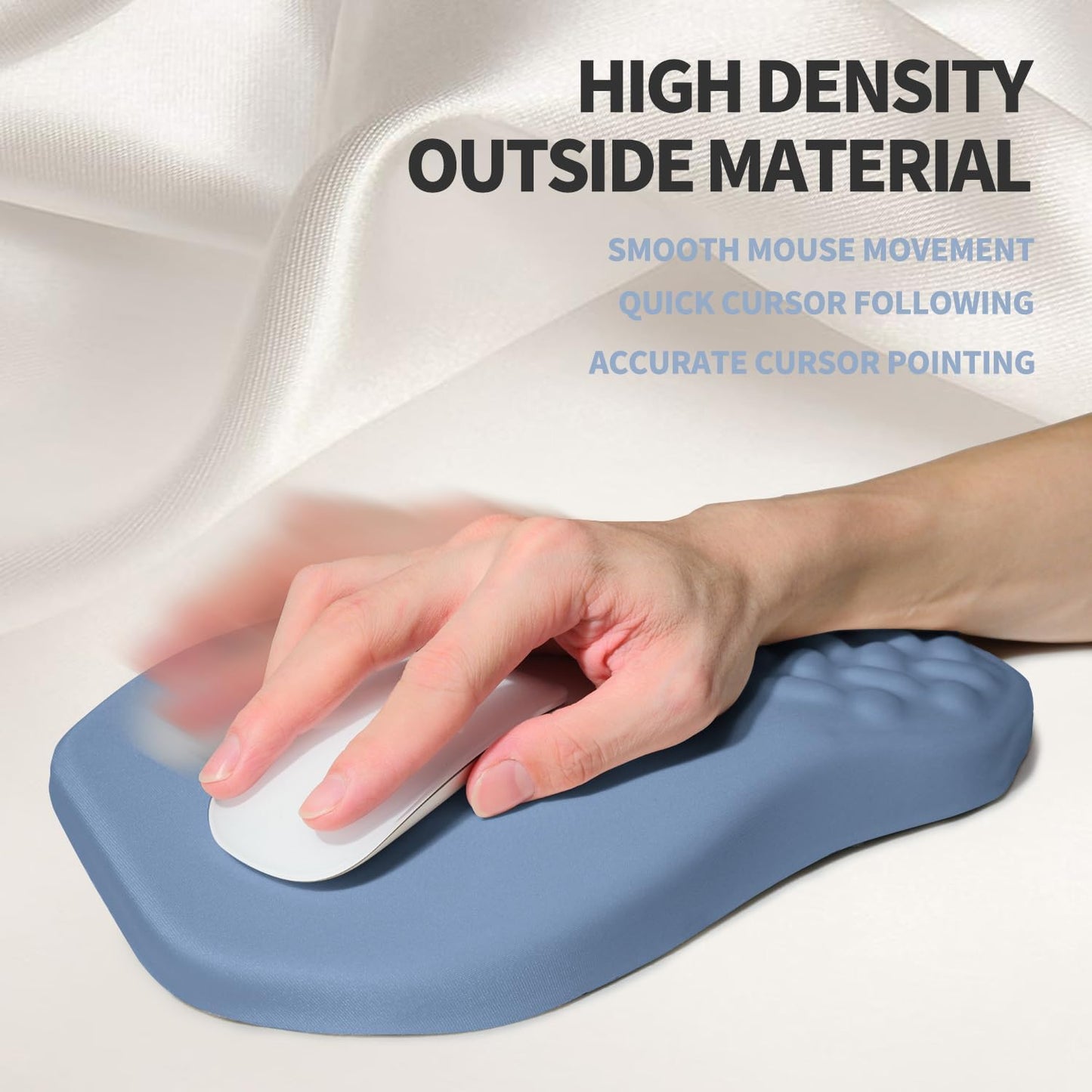 Ergonomic Raised Mouse Pad Wrist Support with Bilateral Slope Memory Foam Mousepad for Wrist Rest and Carpal Tunnel Pain Relief 11.8x7.9〃 Stone Blue