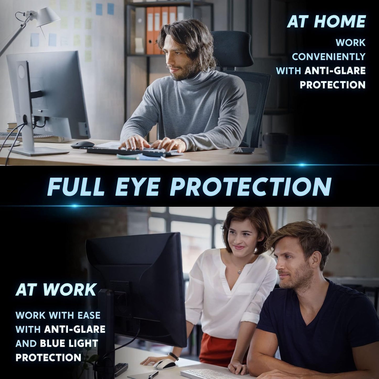 [2 Pack] Easges 23.8 Inch Computer Privacy Screen Filter for 16:9 Aspect Ratio, Eye Protection, Anti-Glare, Anti-Blue Light Computer Monitor Privacy Filter, Removable Anti-Scratch 23.8" Protector Film