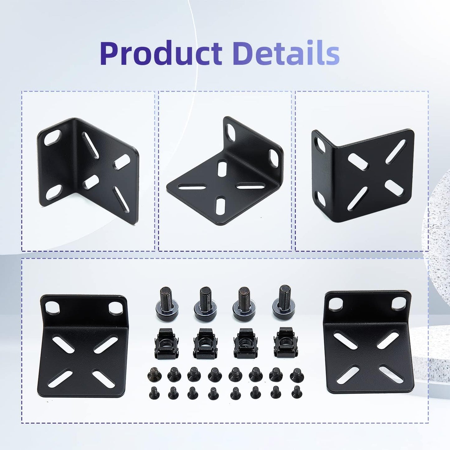 Rack Mount Kit for 17.3 inch Switches, Adjustable Rack Ears for Buffalo Tech, Cisco, NETGEAR,Dell, D-Link, Linksys and TRENDnet Products, Adjustable Hole Distance 14-29mm