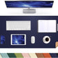 Leather Desk pad Protector, Large Desk mat with Natural Cork & PU Leather,Mouse pad,Non-Slip Office Desk Mat,Waterproof Desk Writing Pad for Office and Home (35in*17in, Blue)