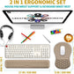 Hokafenle 2 in 1 Ergonomic Mouse Pad Wrist Support & Wrist Rest for Computer Keyboard Set, with Relieve Carpal Tunnel Pain Massage Bulge and Full Memory Gel Design (2In1 Set, Sand Color)