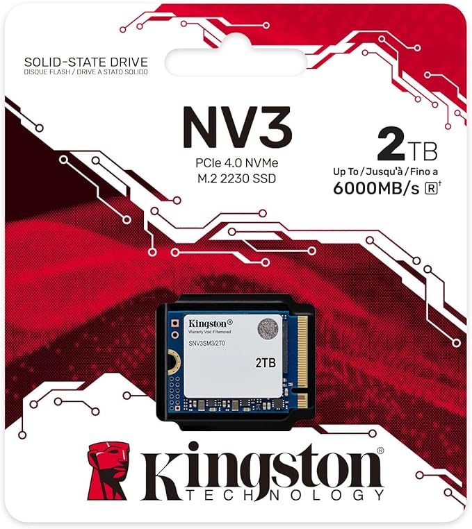 Kingston NV3 2TB M.2 2230 NVMe SSD | Up to 6000MB/s | SNV3SM3/2T0