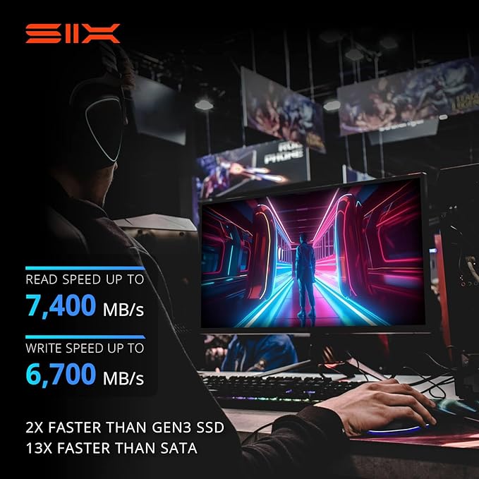 SIX NVME M.2 SSD PCIe 4.0-2TB m.2 2280 ssd, Read UP to 7400MB/s 2TB for Gaming PS5 Memory Storage Expansion with Heatsink, Internal Solid State Hard Drive PCIe gen 4x4 Nvme for Laptop Desktop pc