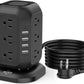 AiJoy Power Strip Tower 16.4 ft Cord, Surge Protector with 12 AC Outlet and 4 USB Ports, Charging Station Extension Cord with Multiple Outlets for Home, Office, Dorm Room Essentials black-15FT