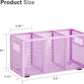 Marbrasse Mesh Pen Holder for Desk,Pencil Holder Desk Organizer 3 Adjustable Compartments,Pencil Cup with Handle Perfect for Classroom, Office, Home,Makeup,Art (Purple)