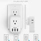 USB Charger Block, TESSAN Wall Plug Adapter with Electrical 4 Box Splitter 3 USB Wall Charger Ports, Multi Plug Outlet Extender Charging for Cruise, Travel, Office, Dorm Essentials, White