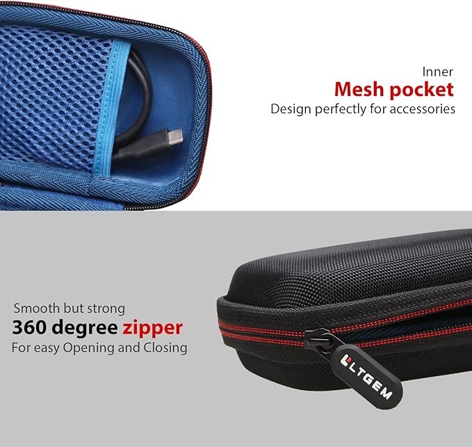 LTGEM Case Compatible with Samsung T7 / T7 Shield Portable SSD Solid State Drive 1TB 2TB 4TB, Office Travel Carrying Storage Bag - Blue(Case Only)