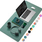 YSAGi Desk Mat, Desk Pad, 35.4" x 17" Laptop Leather Desk Pad Protector, Large Leather Desk Blotter for Keyboard and Mouse, Dual-Sided Desk Writing Pad for Office (Pistachio Green + Green Blue)