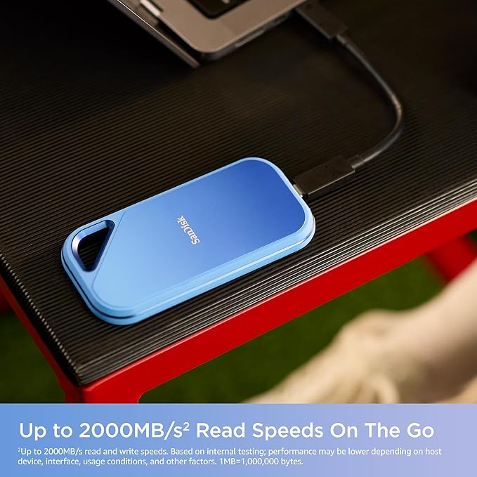 SANDISK 1TB Creator Pro Portable SSD - Up to 2000MB/s, for Laptops and Computers, USB-C, USB 3.2 Gen 2x2, IP65 Water and Dust Resistance, 1 Month of Adobe Creative Cloud Included - SDSSDE81C-1T00-G25