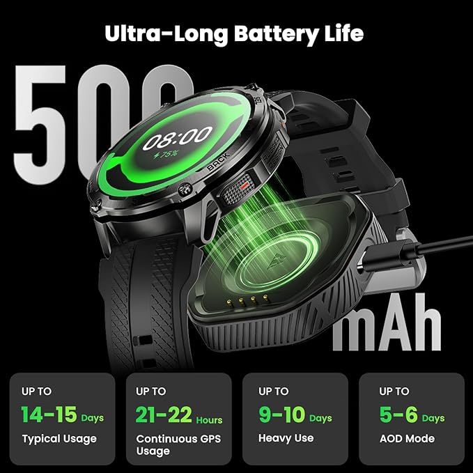 KOSPET Tank T4 Smart Watch for Men, Full Stainless Steel, 6 Satellite GPS & Offline Maps, 100M Waterproof 45m Freediving, 50-Day Battery, Bluetooth Calls, 24/7 Heart Rate/Sleep Monitor