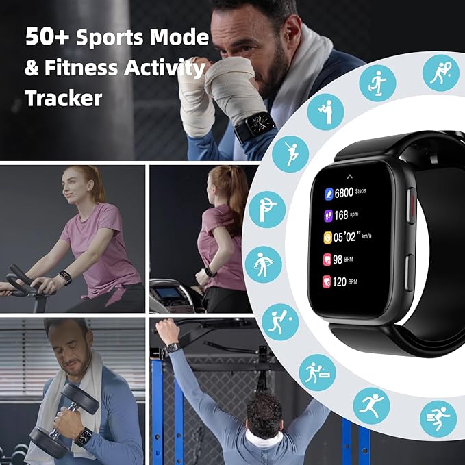 BP Doctor Smart Watch Blood Pressure, 1.95" Smart Watch Monitor with Air Pump Cuff, Blood Pressure Watch with Sleep Heart Rate Monitor, Pedometer, BP Watch Supports Data Sharing, Reminder Monitoring