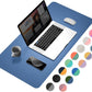 YSAGi Dual-Sided Laptop Desk Mat, 31.5" x 15.7", Waterproof Leather Writing Pad for Office and Home (Azure Blue+Green)