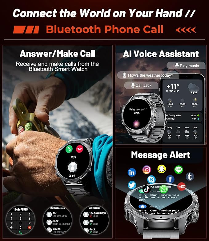 SUNKTA Smart Watch for Men,1.85" HD/800mAh Battery Smart Watches with LED Flashlight (Bluetooth Call Answer/Calls) Fitness Tracker with Heart Rate/Sleep Tracking/Blood Oxygen for Android iOS Black