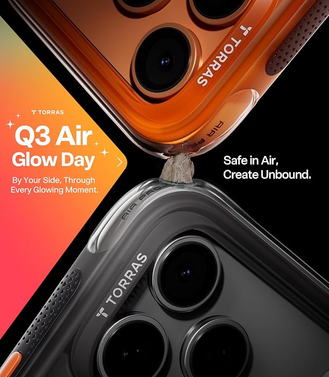 TORRAS Ostand Q3 Air for iPhone 17 Pro Case 6.3'' with Stronger Magnetic Stand, Fit for Magsafe, Airbags Miltary Protection, Camera Control for iPhone 17 Pro Case, Shockproof & Stylish, Shadow Black