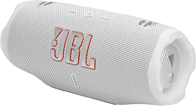 JBL Charge 6 - Portable Waterproof & Drop-Proof Bluetooth Speaker, Bold JBL Pro Sound with AI Sound Boost, 28Hrs of Playtime, Built-in powerbank & Comes with a Sturdy/Removable Carrying Strap (White)