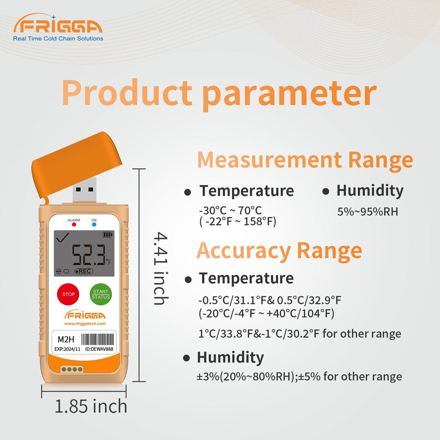 Frigga M2H 10 Pack Reusable Temperature Humidity Data Logger USB Digital Refrigerator Thermometer Multi-Use Temperature Recorder High Accuracy 28800 Points PDF CSV Report