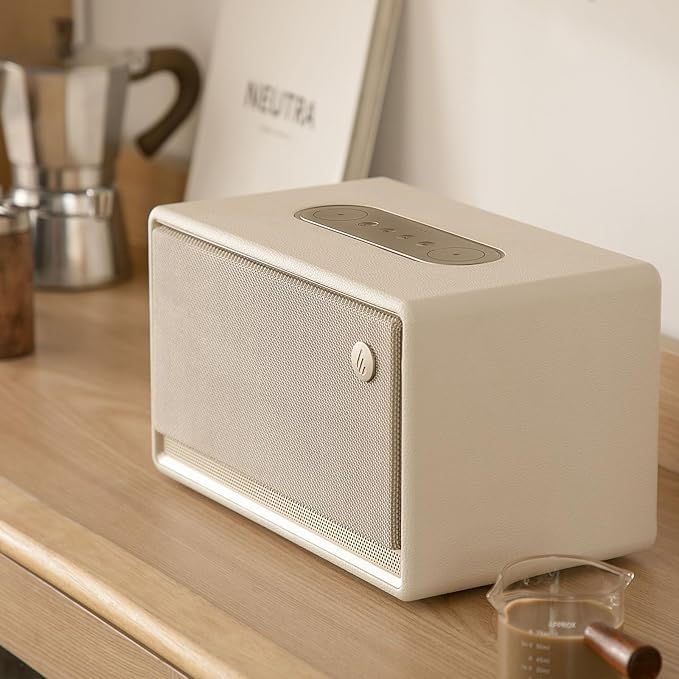 Edifier ES300 Tabletop Wireless Speaker, Hi-Res Audio Bluetooth 5.3 & 12H Long Playtime, Crystal Clear Sound Multiple Connectivity for Home Office Outdoor Desktop (Ivory)