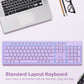 LeadsaiL Purple Wireless Keyboard, 2.4GHz Full-Sized Ergonomic Computer Keyboard, Cordless Noiseless Keyboard,12 FN Shortcuts for Windows MacOS Laptop Computer