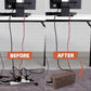 Cable Management Box, Handmade Rattan Cable Organizer, 2 Open Slots Cords Hider Box, Under Desk Cord Organizer for Computer Router USB Hub & Power Strip, Patent Pending, 13" x 5.1" x 5.1", Brown
