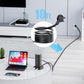 Flat Plug Power Strip Tower Surge Protector, 10FT Flat Extension Cord with Multiple Outlets, 12 AC Outlets, 4 USB Ports (2 USB C) Charging Station for Office Home Dorm Room Travel (Black)